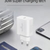 POWERTECH φορτιστής τοίχου PT-1043, USB-C, PD QC3.0, GaN, 30W, λευκός