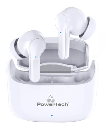 PT-1052 POWERTECH earphones με θήκη φόρτισης Soul, TWS, ANC, 45/400mAh, λευκά