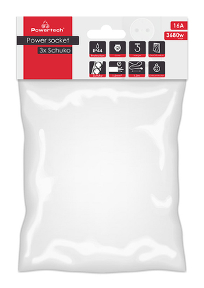 PT-1070-1 POWERTECH πολύπριζο PT-1070, 3x schuko, IP44, 16A, 1.5m, μαύρο
