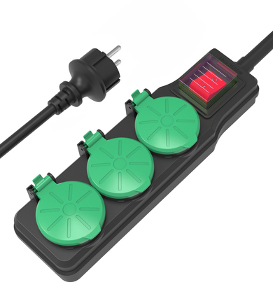 PT-1070 POWERTECH πολύπριζο PT-1070, 3x schuko, IP44, 16A, 1.5m, μαύρο