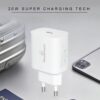 POWERTECH φορτιστής τοίχου PT-1091, USB-C, PD 20W, λευκός