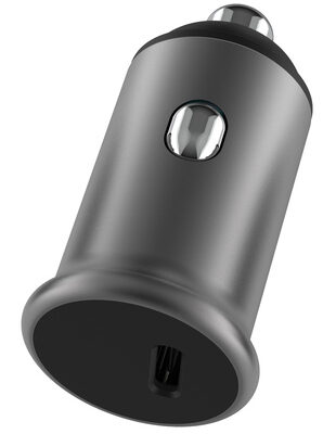 POWERTECH φορτιστής αυτοκινήτου PT-1147, USB-C, 30W PD, γκρι