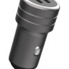 POWERTECH φορτιστής αυτοκινήτου PT-1149, 2x USB-C, 100W PD, γκρι