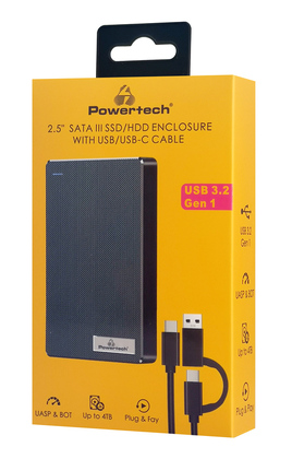 PT-1232-1 POWERTECH θήκη για 2.5" SATA HDD/SSD PT-1232, 5Gbps, μαύρη