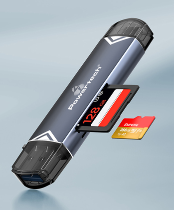 PT-1343-1 POWERTECH card reader PT-1343 για SD & micro SD, USB 3.2, 5Gbps, γκρι