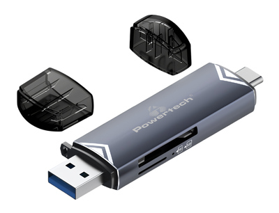 PT-1343 POWERTECH card reader PT-1343 για SD & micro SD, USB 3.2, 5Gbps, γκρι