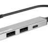 PT-1412 POWERTECH USB hub PT-1412, 4x θυρών, USB 3.2, 5Gbps, USB-C σύνδεση, γκρι