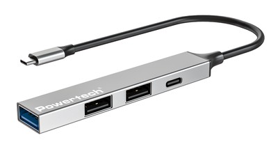 PT-1412 POWERTECH USB hub PT-1412, 4x θυρών, USB 3.2, 5Gbps, USB-C σύνδεση, γκρι