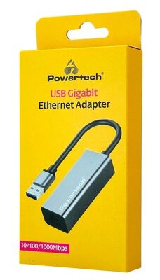 POWERTECH αντάπτορας δικτύου PT-1454, USB, 1000Mbps Ethernet, γκρι
