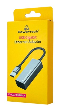 POWERTECH αντάπτορας δικτύου PT-1454, USB, 1000Mbps Ethernet, γκρι