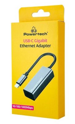 POWERTECH αντάπτορας δικτύου PT-1455, USB-C, 1000Mbps Ethernet, γκρι