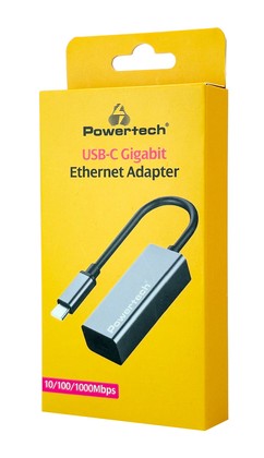POWERTECH αντάπτορας δικτύου PT-1455, USB-C, 1000Mbps Ethernet, γκρι