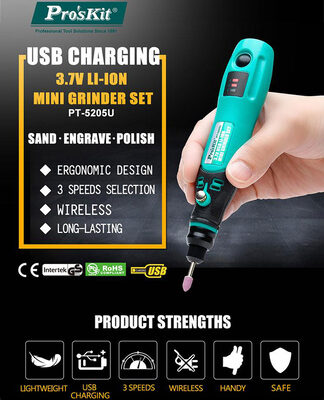 PROSKIT περιστροφικό πολυεργαλείο PT-5205U, 3.7V, 600mah, έως 15000rpm