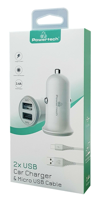 PT-772-1 POWERTECH φορτιστής αυτοκινήτου PT-772, καλώδιο micro USB, 2x USB, 3.4A