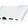 POWERTECH docking station PTH-085, 4 θυρών, USB-C, 100W PD, 4K, γκρι