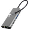 POWERTECH docking station PTH-112, 7 θυρών, USB-C σύνδεση, 100W PD, γκρι