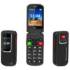 POWERTECH κινητό τηλέφωνο Sentry 4G Flip, 2.8/1.77", dual SIM, πλήκτρο SOS, μαύρο