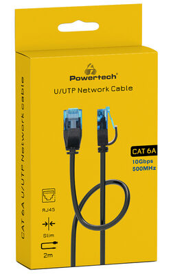 POWERTECH καλώδιο δικτύου PTR-0143 Cat 6a U/UTP, copper, slim, 2m, μαύρο