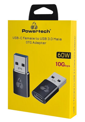 POWERTECH αντάπτορας USB 3.0 σε USB-C PTR-0147, 10 Gbps, 60W, γκρι