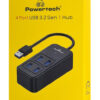 POWERTECH USB 3.2 hub PTR-0153, 4x θυρών, 5Gbps, USB σύνδεση, μαύρο