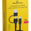 POWERTECH καλώδιο USB & USB-C σε Lightning PTR-0159, PD 27W, copper, 1.5m, μαύρο