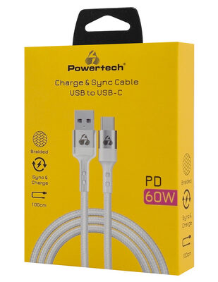 POWERTECH καλώδιο USB-C σε USB PTR-0160, 60W, 480Mbps, 1m, λευκό