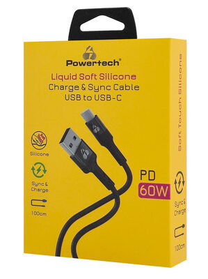 POWERTECH καλώδιο USB-C σε USB PTR-0161, σιλικόνης, 60W, 480Mbps, 1m, μαύρο