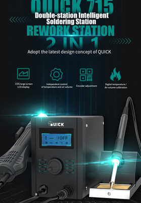 QUICK σταθμός κόλλησης QUICK715, κολλητήρι/πιστόλι αέρα, 760W, 100~450°C