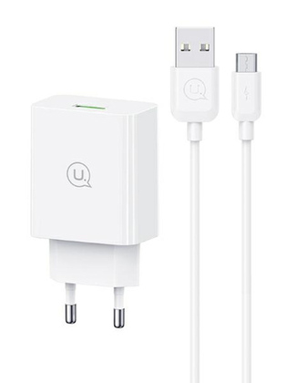 SCXLTZ01 USAMS φορτιστής τοίχου SCXLTZ01 με καλώδιο micro USB, USB, 18W, λευκός