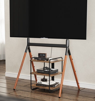 BRATECK ραφιέρα δαπέδου SFR-04, 45.4x40x49.6cm, έως 90kg, καφέ-μαύρο