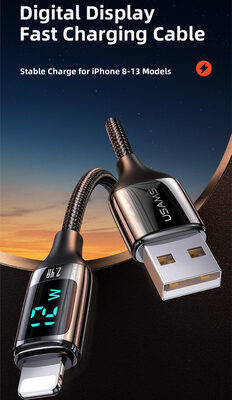 SJ543USB01-1 USAMS καλώδιο Lightning σε USB US-SJ543, 2.4A, 1.2m, μαύρο