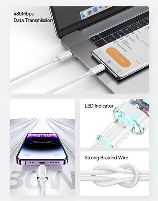 USAMS καλώδιο Lightning σε USB-C US-SJ659, 30W, 480Mbps, 1.2m, μαύρο