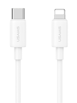 SJ712USB02 USAMS καλώδιο Lightning σε USB-C US-SJ712, 30W, 480Mbps, 1m, λευκό