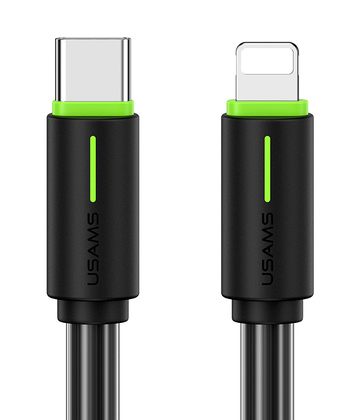 SJ735USB01 USAMS καλώδιο Lightning σε USB-C US-SJ735, 30W, 480Mbps, 1m, μαύρο