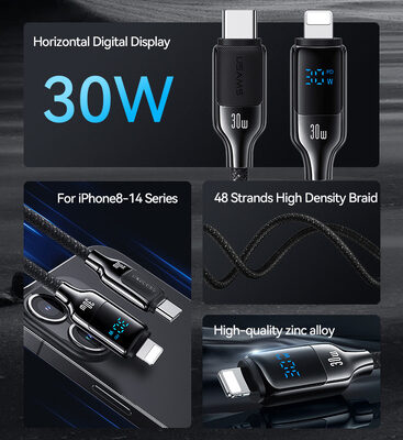 USAMS καλώδιο Lightning σε USB-C SJ741, 30W, 480Mbps, 1.2m, μαύρο