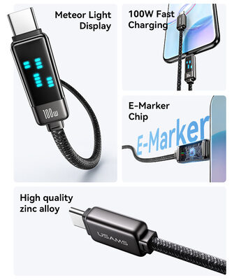 USAMS καλώδιο USB-C SJ744, 100W, 480Mbps, 1.2m, λευκό