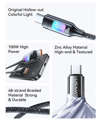 USAMS καλώδιο USB-C SJ750, 100W, 480Mbps, 1.2m, λευκό