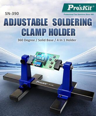 PROSKIT βάση στήριξης πλακέτας SN-390 για συγκόλληση, 360°, μαύρη