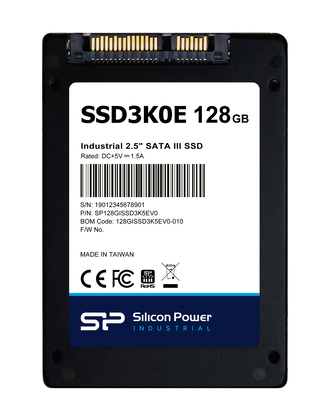 SP128GISSD3K5EV0 SILICON POWER industrial 2.5" SATA III SSD SSD3K0E, 128GB, 540/520MBps, 3D TLC, -20~75 °C