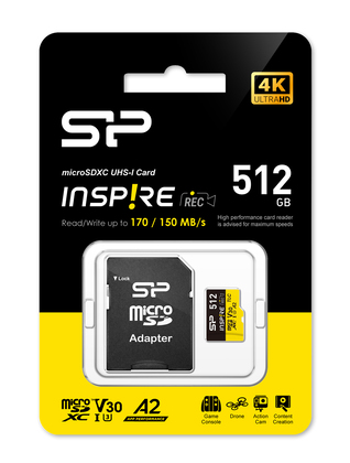SILICON POWER κάρτα μνήμης microSDXC Inspire, 512GB, UHS-I U3 A1 V30