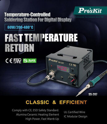PROSKIT σταθμός συγκόλλησης SS-207B με κολλητήρι, 60W, 200~480 °C