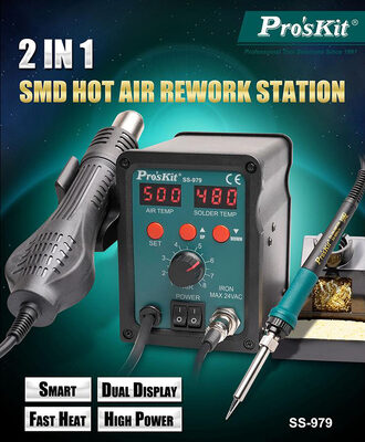 PROSKIT σταθμός συγκόλλησης SS-979B, κολλητήρι/air gun, 760W, 200-480 °C