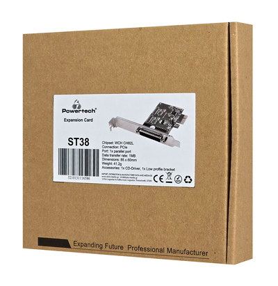 ST38-1 POWERTECH κάρτα επέκτασης PCIe σε 1x parallel ST38, 1MB, 85x60mm