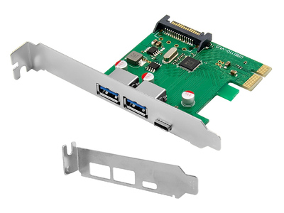 ST627 POWERTECH κάρτα επέκτασης PCIe σε 2x USB & 1x USB-C ST627, 5Gbps, 66x68mm