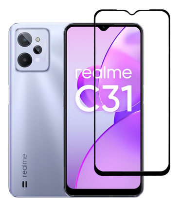 TGC-0580 POWERTECH tempered glass 5D TGC-0580, Realme C31, full glue, μαύρο