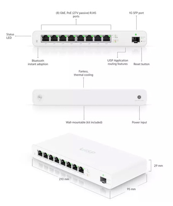 UBIQUITI router UISP-R, 8x Gigabit Ethernet Θύρες, 1000Mbps, PoE 30W