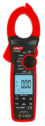 UT208B UNI-T πολύμετρο & αμπεροτσιμπίδα UT208B, 1000A AC/DC, NCV, True RMS