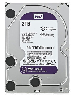 WD σκληρός δίσκος 3.5" Purple Surveillance 2TB, 256MB, 5400RPM, SATA III