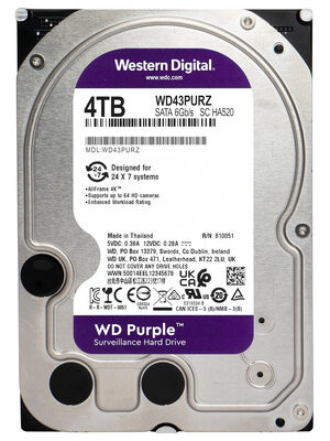 WD σκληρός δίσκος 3.5" Purple Surveillance 4TB, 256MB, 5400RPM, SATA III