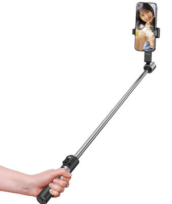 USAMS selfie stick ZB324 με τρίποδο, έως 110cm, Bluetooth, μαύρο